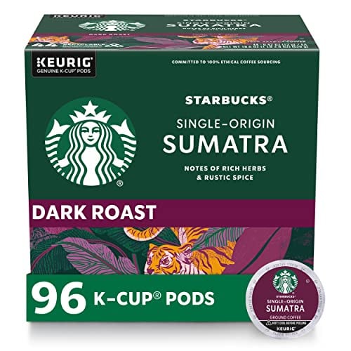 Starbucks K-Cup Coffee Pods Dark Roast Sumatra 96 Count Deal