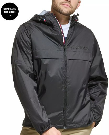 Tommy Hilfiger Men's Stretch Hooded Zip-Front Rain Jacket