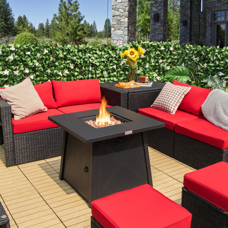 Costway 50k BTU 30 Inch Square Propane Gas Fire Table with Waterproof Cover