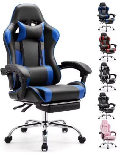 JHK Ergonomic Gaming Chair Adjustable Swivel PU Leather Chair Red Deal
