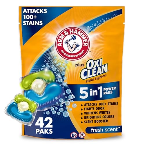 ARM & HAMMER Plus OxiClean 5-in-1 Laundry Detergent Power Paks, 42 Count Deal