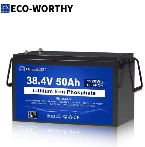 ECO-WORTHY 36V 50Ah Lithium Golf Cart Bluetooth Battery