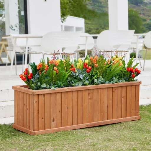 Barros Solid Cedar Rectangular Planter Box with Drainage Holes Deal