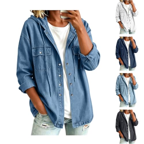 Women Casual Snap Button Denim Jacket Deal