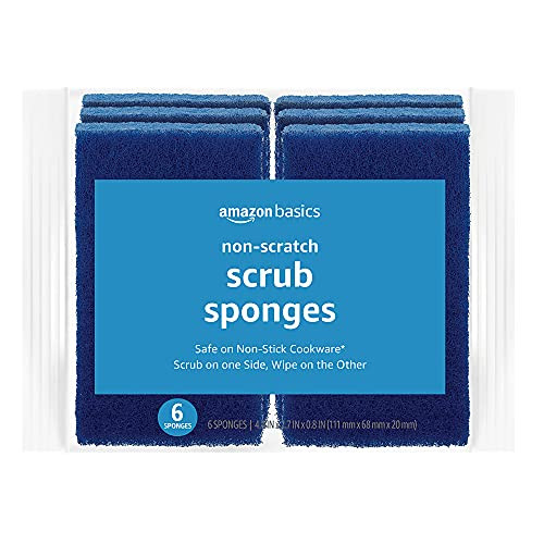 Amazon Basics Non-Scratch Dual-Sided Scrub Sponges 6-Pack
