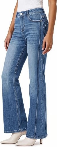 Arach&Cloz Women’s Stretch Denim Side Seam Fall Work Casual Flare Jeans Deal