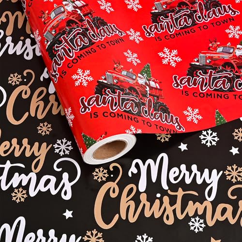 Reversible Monster Truck Christmas Wrapping Paper Deal