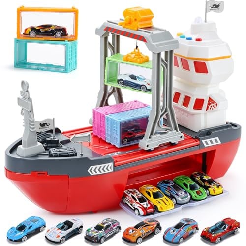 CUTE STONE Cargo Ship Toy with Gantry Crane