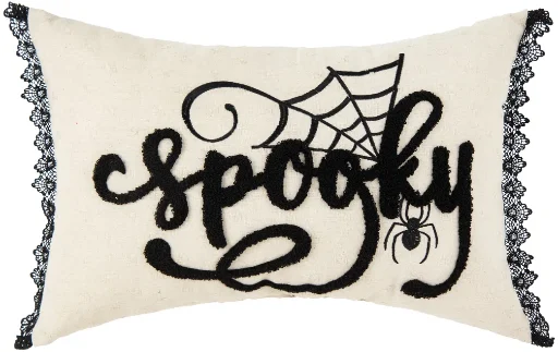 Black and White Halloween Embroidered Throw Pillow