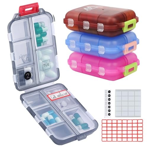 MUchengbao Small Travel Pill Organizer 4-Pack