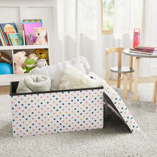 Kvell Foldable Child's Collapsible Toy Storage Chest, Polka Dot Design