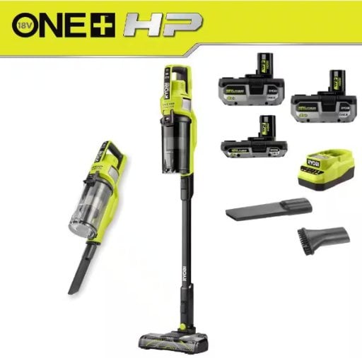 RYOBI ONE+ HP 18V Kit w/ (2) 4.0 Ah Batteries, 2.0 Ah Battery, Charger, & ONE+ HP Stick Vacuum Deal