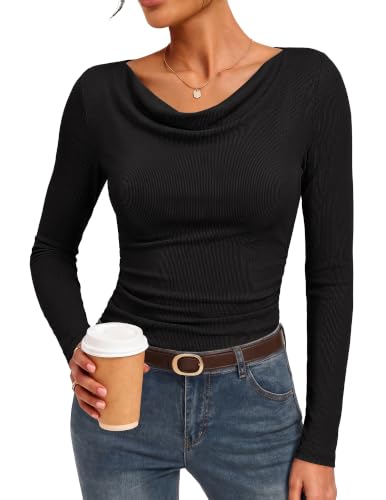 Women's Cowl Neck Long Sleeve Going Out Tops