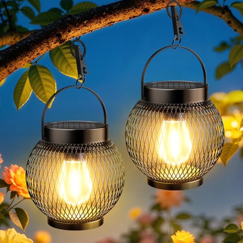 Tuyluxe Solar Lanterns Outdoor Waterproof 2-Pack