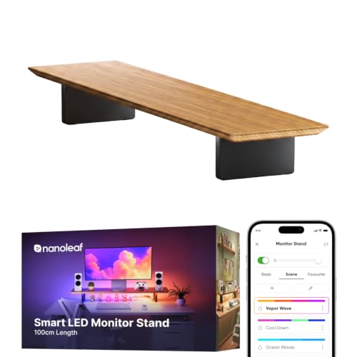 Nanoleaf Smart Monitor Stand Wood Riser RGB LED Task & Ambient Light