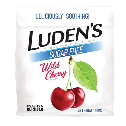 Luden's SUGAR FREE Wild Cherry Flavored Throat/Cough Drops, 75 Count Deal