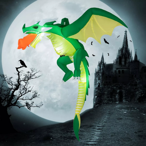 Costway 5 FT Hanging Halloween Inflatable Fire-breathing Dragon