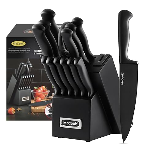 McCook Black Knife Set with Built-in Sharpener Deal