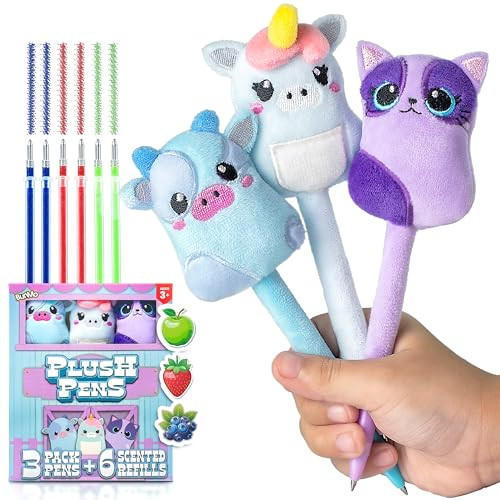 BUNMO Fun Pens w/Soft Grip & 6 Colorful Refills