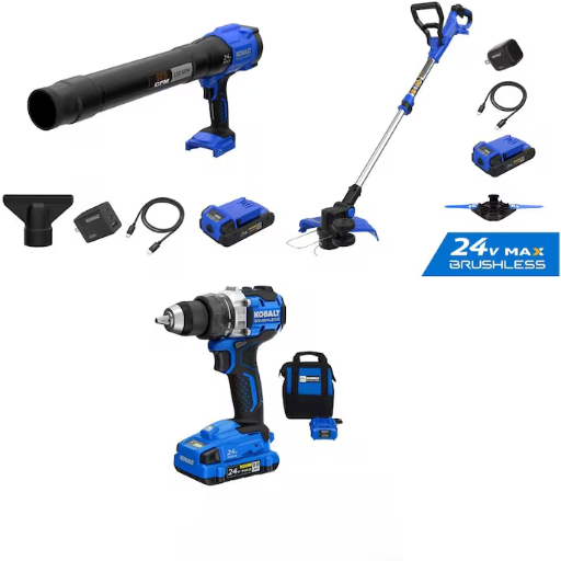 Kobalt 24V Max Home & Yard Essentials Kit with (3) Batteries and (3) Chargers Deal