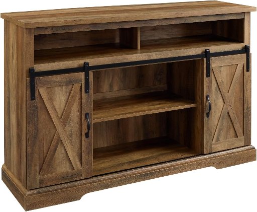 Walker Edison Clayton Farmhouse Sliding Double Barn Door TV Stand, Rustic Oak