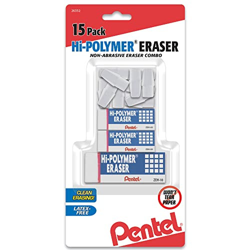 Pentel Hi-Polymer Eraser Combo 15-Pack