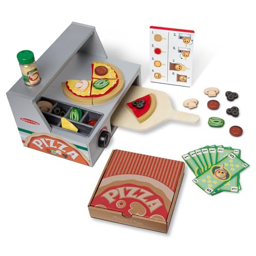 Melissa & Doug Top & Bake Wooden Pizza Counter Play Set (41 Pcs)