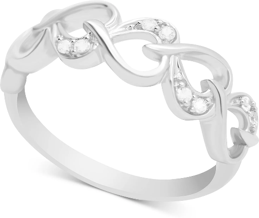 Macy's Diamond Heart Chain Ring (1/10 ct.) Sterling Silver