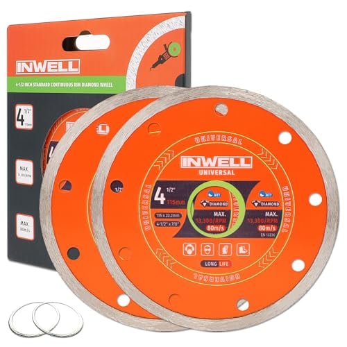 2-Pack 4.5" Inwell Diamond Wet Cutting Blade Set with 7/8" Arbor