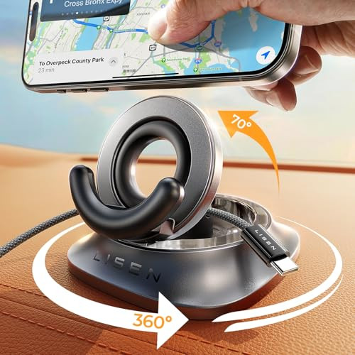 LISEN 360° Dashboard Phone Holder w/ 70° Rotating Base