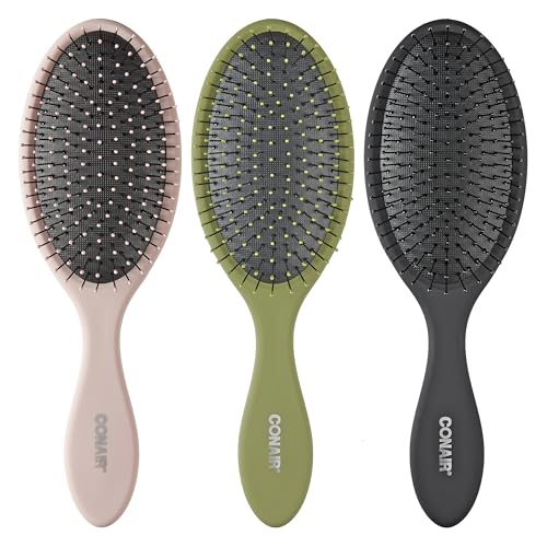 Conair Detangling Hair Brush 3-Pack (Evergreen/Blush Pink/Black)
