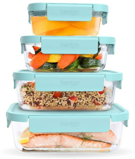 Bentgo Leak-Proof Glass Food Storage Set (Soft Aqua) 8-Piece Deal