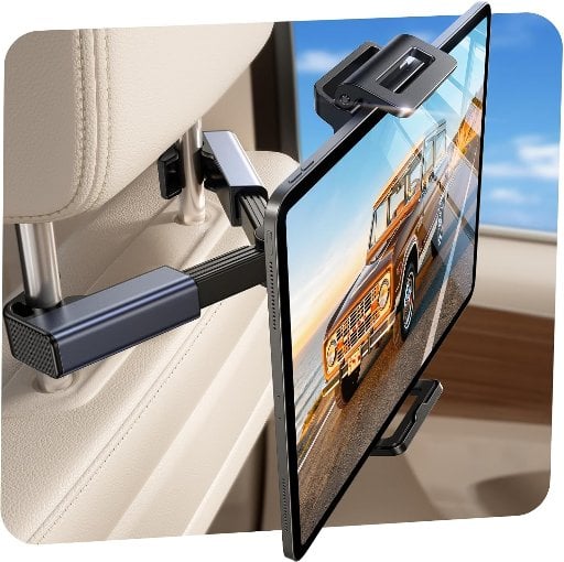 LISEN Car Backseat Headrest Phone & Tablet Holder w/ 360° Rotation & Extendable Arm (Fits 4.7" to 12.9" Devices) Deal