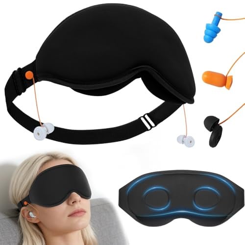 3D Contoured Sleep Mask w/ Earplug Retainer Cord Deal