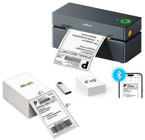 Nelko PL80e Bluetooth Thermal Shipping Label Printer with 500pk Thermal Shipping Labels Deal