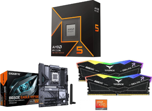 Ryzen 5 9600X + Gigabyte B650E WiFi 6E Motherboard + 32GB Team RAM Bundle