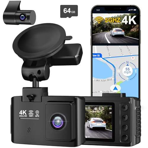 Wanlipo 4K + 2.5K Dual Channel WiFi IPS Dash Cam w/ 64GB SD Card & GPS