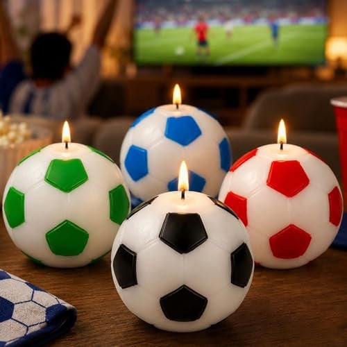 Karlgmbh Soccer Ball Outdoor/Indoor Citronella Candles 4-Pack Deal