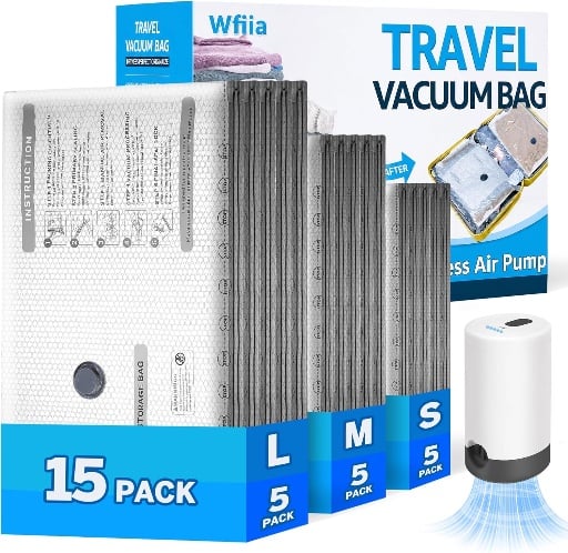 Packing Vacuum Bags with Rechargeable Pump -15pcs Deal