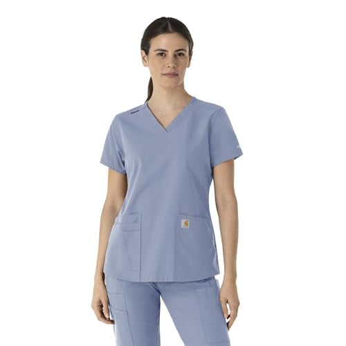 Carhartt Force Essentials Women's V-Neck Scrub Top Ceil Blue Deal