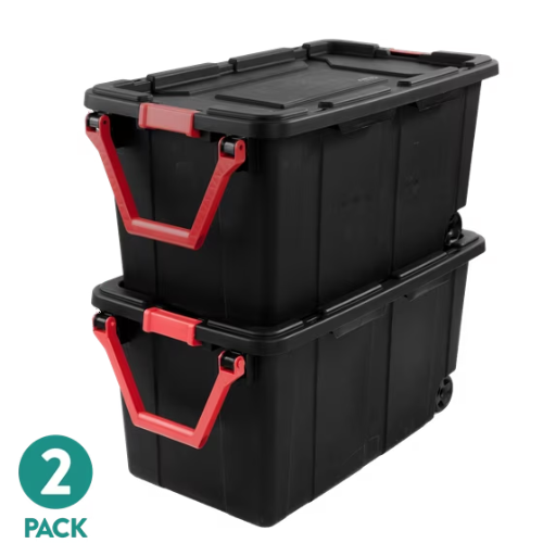 Sterilite 40-Gallon Wheeled Industrial Plastic Tote 2-Count