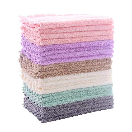 24-Pack 7" x 9" Sunny zzzZZ Coral Fleece Kitchen Cleaning Cloths