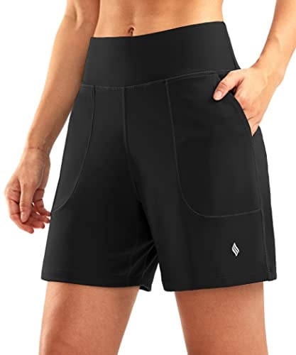 SANTINY Women's 6'' Athletic Long Shorts with 4 Pockets Deal