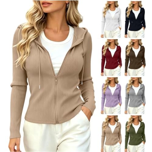 Lightweight Jackets Knitted Zip Up Hoodie Deal