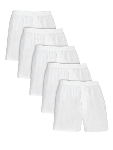 Fruit of the Loom Men's Woven Boxer Shorts 5-Pack (White, Small)