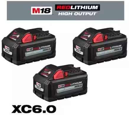 Milwaukee M18 18-Volt Lith-Ion High Output 6.0Ah Battery Pack (3-Pack)
