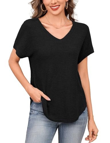Totatuit V Neck Waffle T Shirts