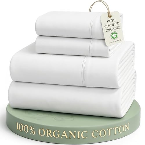 LANE LINEN Eco Friendly 100% Organic Cotton Queen Sheet Set - White Deal