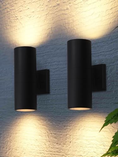 LEONLITE E26 Cylinder Dusk-to-Dawn Outdoor Wall Lights (Black)