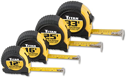 Titan 10902 Tape Measure 4-Piece Set (12-Foot, 16-Foot, 25-Foot and 33-Foot)